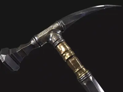 War Hummer Fantazy Melee Weapon Free low-poly 3D model