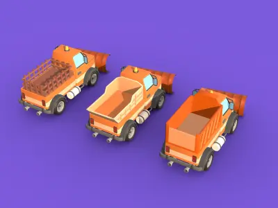 Stylized Toon Snow Plower Truck Low-poly 3D model