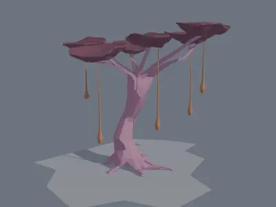 Low-poly stylized sci-fi plant  Low-poly 3D model