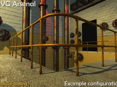 Modular Railing Low-poly 3D model