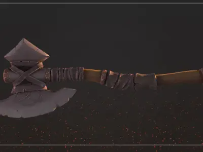Stylized Axe Low-poly 3D model 6