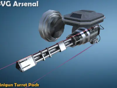 Minigun Turret - HQ Low-poly 3D model