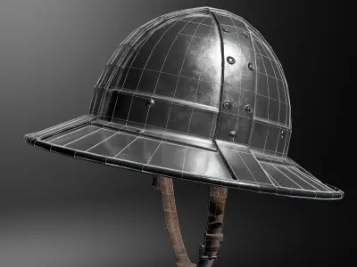 Kettle Medieval Helmet Low-poly 3D model