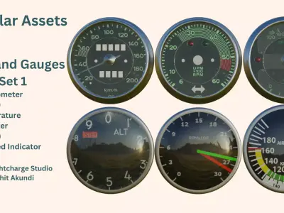 Dials and Gauges Set 1 Low-poly 3D model