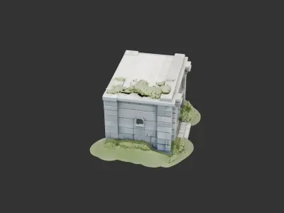 Concrete Military Bunker Entrance Low-poly 3D model