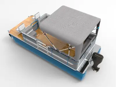 lake pontoon boat 3D model