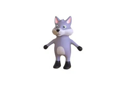 High-Quality 3D Cute Wolf for Games Low-poly 3D model