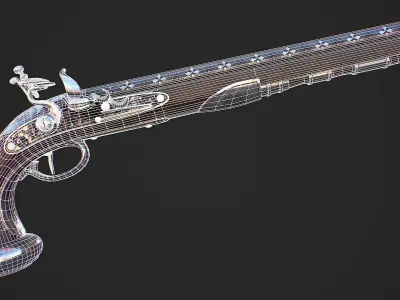 Flintlock pistol Low-poly 3D model