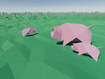 Origami Pig Low-poly 3D model