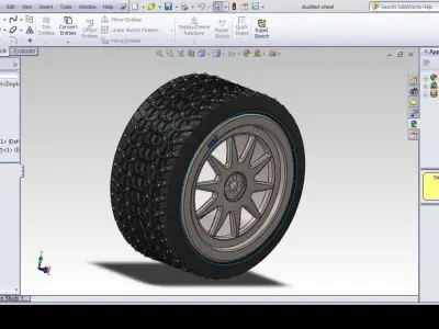 studded racing tyre and 17 steel rim Free 3D model
