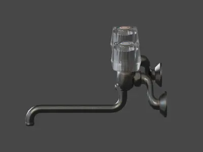 Low-Poly Japanese Retro Kitchen Faucet1 Low-poly 3D model