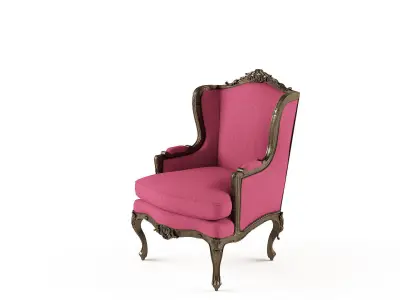 Old Antique Wing Arm Chair 3D model