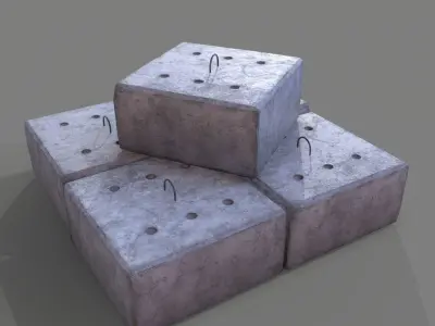Concrete Block Low-poly 3D model purchase