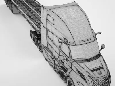 Semi Truck Generic Flat Trailer 04 3D model