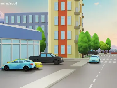 Cartoon City District 3D model