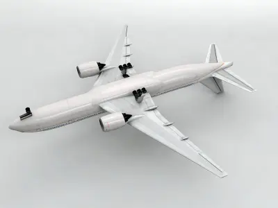Boeing 777 Airliner - Continental Airlines Low-poly 3D model
