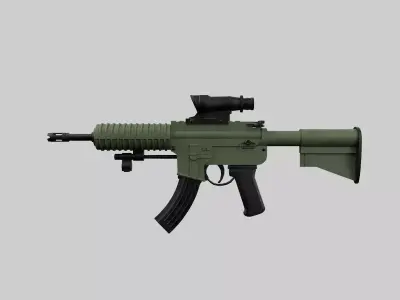 Assault rifle Low-poly 3D model 12
