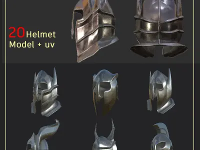 20 helmets models 3D model