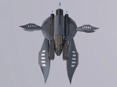 Space Ship Low-poly 3D model 5