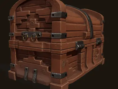 Wood Chest Low-poly 3D model