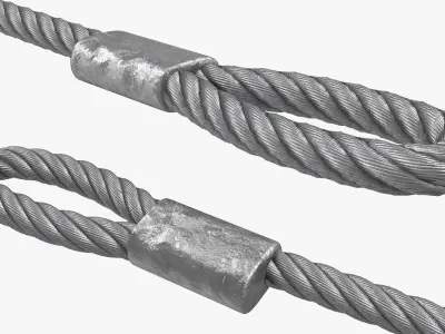 Emergency Towing Steel Wire Rope with Hooks 3m 3D model