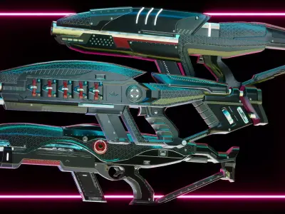 Modern SciFi Rifles Bundle 4 Low-poly 3D model