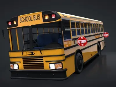 School Bus C4D Rigged 3D model