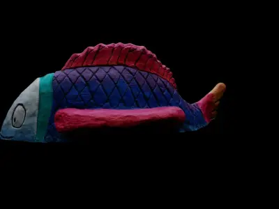 Painted Concrete fish seat Free 3D model