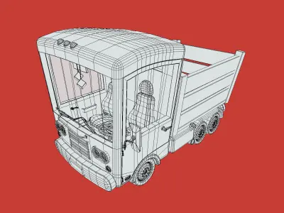 Stylized Trunk Truck Low-poly 3D model