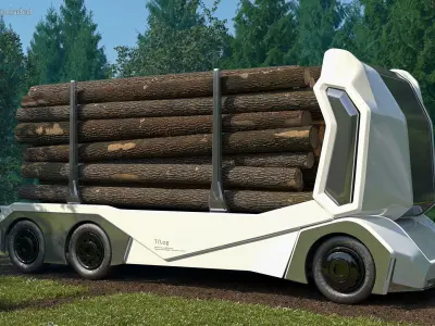 Einride Electric Autonomous Logging Truck Rigged 3D model