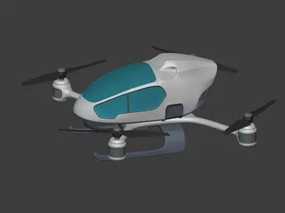 Generic Passenger Taxi Drone -- Quadcopter Helicopter Flying Car Low-poly 3D model