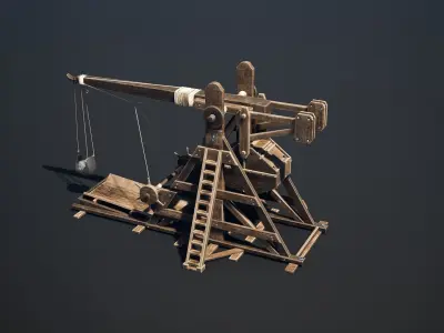 Medieval Siege Weapon - Trebuchet Low-poly 3D model