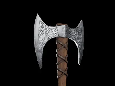Viking Battle Axe PBR Low-poly 3D model