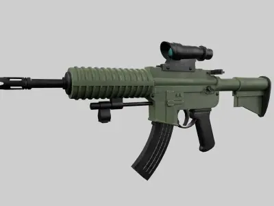 Assault rifle Low-poly 3D model 12