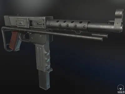 MAT-49 Submachine Gun Low-poly 3D model