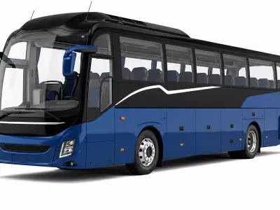 Modern Luxury Intercity Coach 3D Visualization Low-poly 3D model
