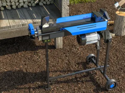 Electric Log Splitter with Stand 3D model
