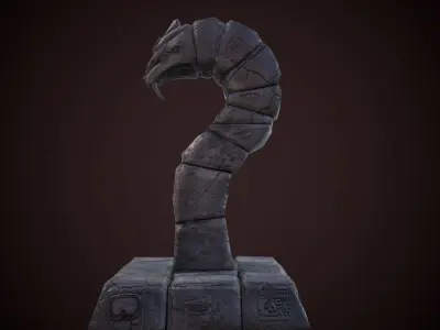 Mayan statue snake Low-poly 3D model