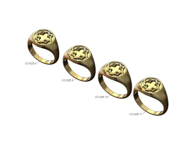 Gothic ornament signet ring 3D print model