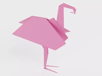 Paper Flamingo Low-poly 3D model
