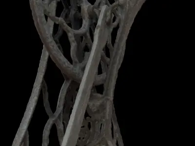 Antique Singer sewing machine stand 3D model