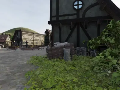 Village In A Hollowed Valley 3D model