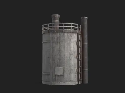 Rusty Industrial Tank v2 Low-poly 3D model