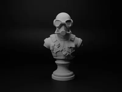 Underwater Soldier Bust Chess 3D print model get