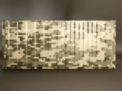 Military Intermodal Shipping Container 20-foot-long Low-poly 3D model
