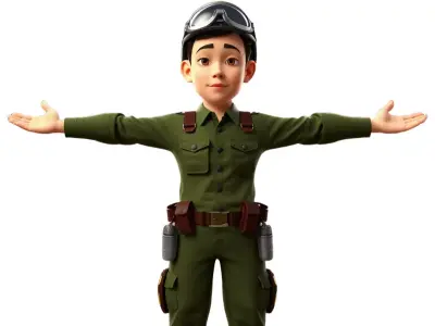 Friendly Pilot Character model pack Low-poly 3D model