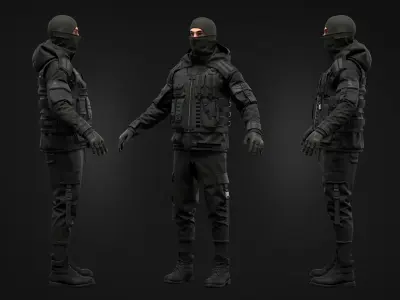 Tactical Uniform Set for men 3D model