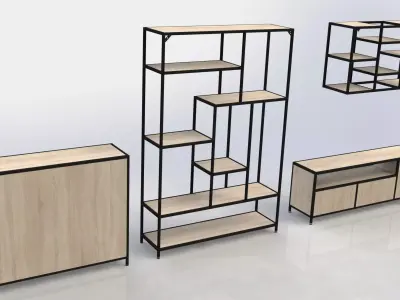 Industrial Modular Furniture Set 3D model