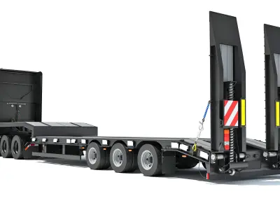 Truck with Platform Trailer 3D model