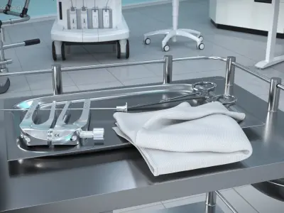 Surgical Instrument Set with Retractor and Clamps 3D model